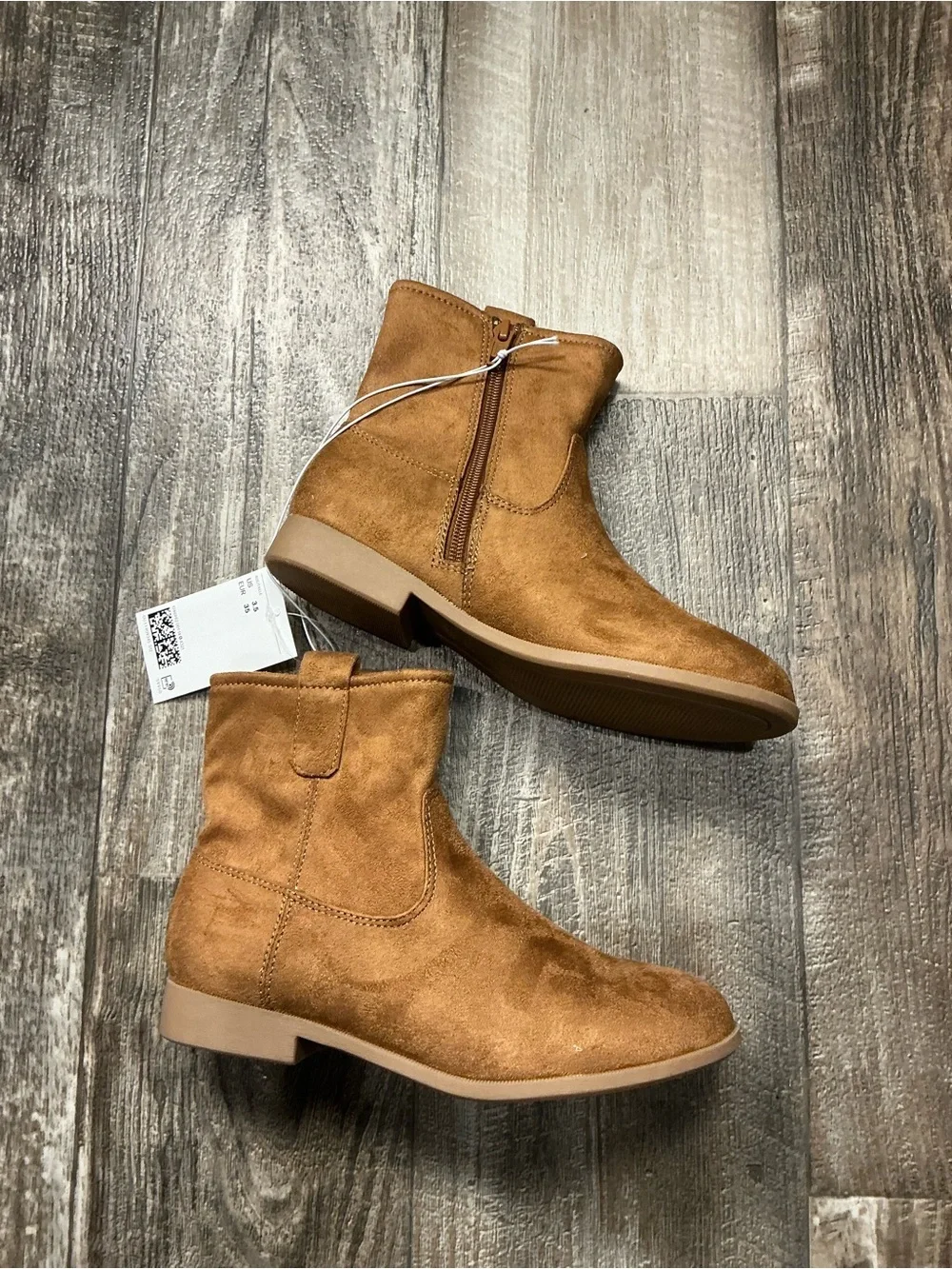 Kid’s H&M Tan Faux Suede Ankle Booties Size 3.5